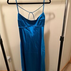 Elegant Blue Satin Dress